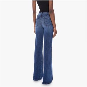Mother The Hustler Roller Heel High Rise Wide Leg Jeans in Need For Speed Blue